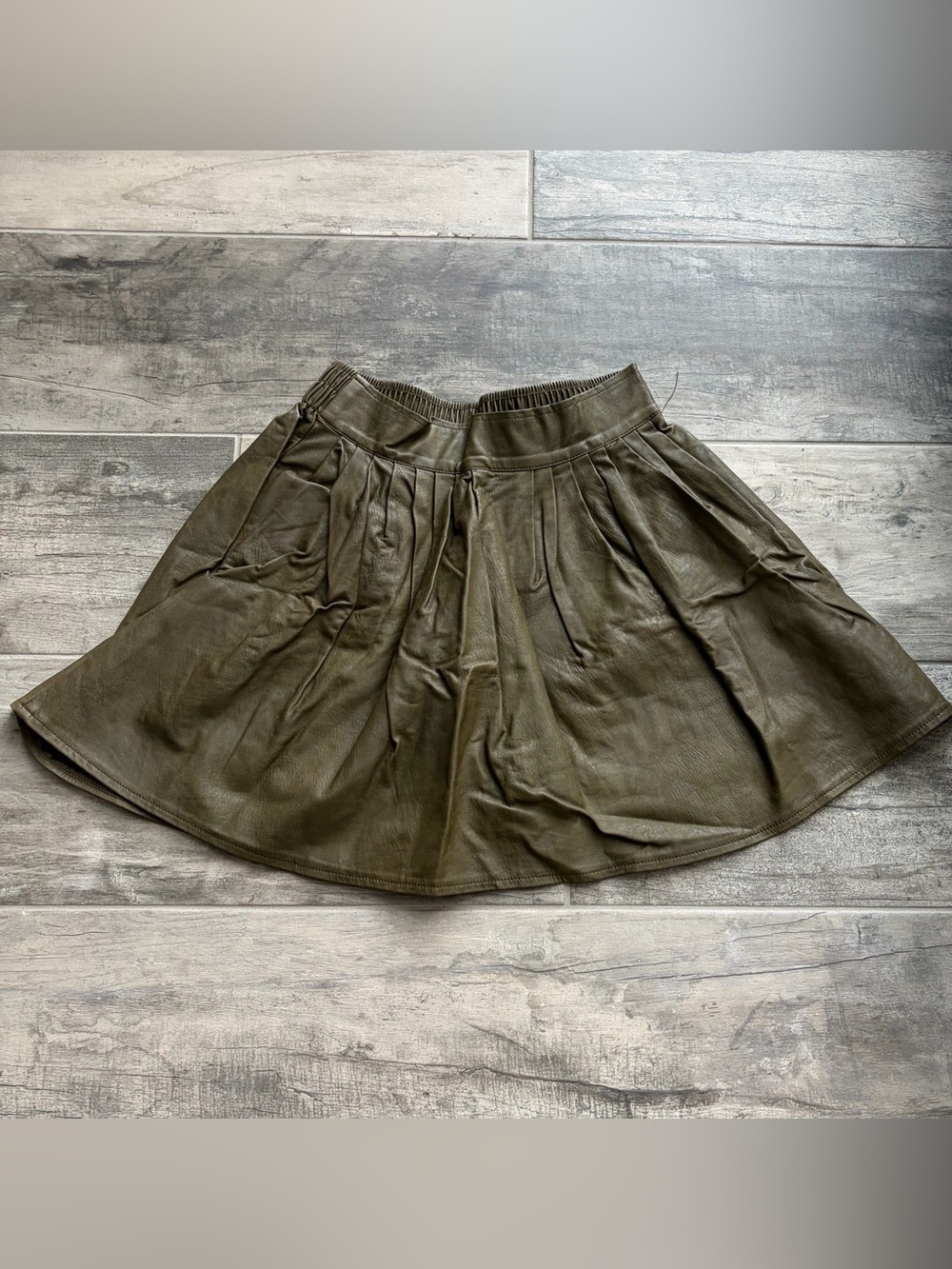 Olive Green Pleated A-Line Women's Skirt